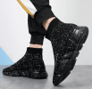 New high top breathable foot pedal men's and women's same couple shoes high bounce flying woven casual shoes
