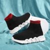 Spring and autumn new children's thick soled knitted vamp flying woven high top socks shoes breathable comfortable light outdoor leisure sports shoes