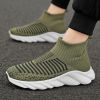 New trend fashion large size flying knit high top casual shoes fashionable men's shoes