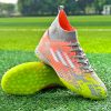 New high top Mandarin duck two-color long spike broken spike football sneakers
