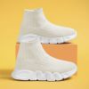 Spring and autumn new children's thick soled knitted vamp flying woven high top socks shoes breathable comfortable light outdoor leisure sports shoes